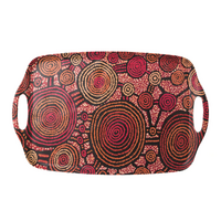 Warlukurlangu Aboriginal Art Melamine/Bamboo Large Serving Tray - Yankirri Jukurrpa (Emu Dreaming)