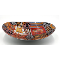Better World Aboriginal Art - Stainless Steel Boat Bowl - Women Dreaming
