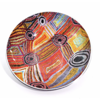 Better World Aboriginal Art - Stainless Steel Small Salad Bowl - Women's Dreaming