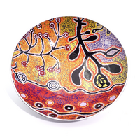 Better World Aboriginal Art - Stainless Steel Small Salad Bowl - Yam &amp; Bush Potato Dreaming