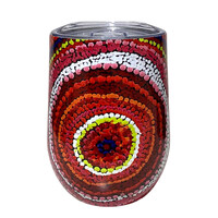 Utopia Aboriginal Art Stainless Steel Wine Tumbler (350ml) - Sunrise on My Mother&#39;s Country