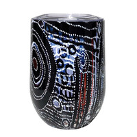 Utopia Aboriginal Art Stainless Steel Wine Tumbler (350ml) - Awelye