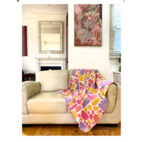 Better World Aboriginal Art Knitted Cotton Throw Rug - Puli Sones (Pink/Purple)