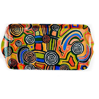 Jijaka Aboriginal Art (12) Long Melamine Scatter Tray - Billabong Camp [BOX 12]