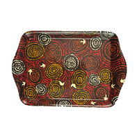 Jijaka Aboriginal Art (12) Melamine Small Tray - Emu Tracks [BOX 12]