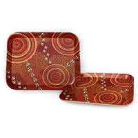 Bunabiri Aboriginal Art Bamboo Fibre Enviro Serving Tray - Dry Season