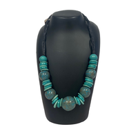 Yijan Aboriginal Art 7 Beaded Necklace -  Women Ceremony Yuelamu (Turquoise)