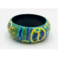 Better World Aboriginal Art Lacquered Bangle (4cm wide) - My Ngarrindjeri Country
