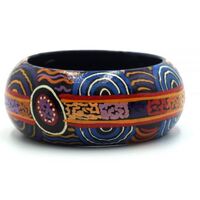 Better World Aboriginal Art Lacquered Bangle (4cm wide) - Mulga Country