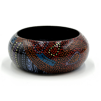 Better World Aboriginal Art Lacquered Bangle (4cm wide) - Seven Sisters