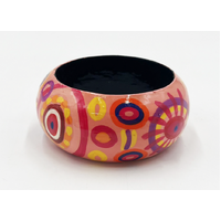 Better World Aboriginal Art Lacquered Bangle (4cm wide) - Ramindjeri Water Dreaming