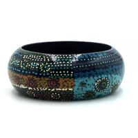 Better World Aboriginal Art Lacquered Bangle (4cm wide) - Two Sisters