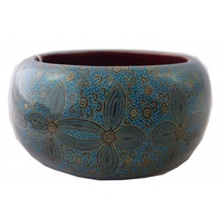 Yijan Aboriginal Art Resin Bangle - Women&#39;s Ceremony on Yuendamu (Turquoise)