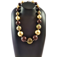 Yijan Aboriginal Art Beaded Necklace - Women Travel Dreaming (Gold)