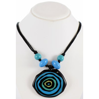 Jijaka Aboriginal Art Beaded Pendant Necklace - Campfire