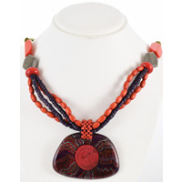 Yijan Aboriginal Art Beaded Pendant Necklace (layered) - Fire N Water