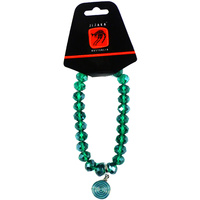 Jijaka Aboriginal design Crystal Beaded Bracelet with Charm - Green