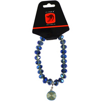 Jijaka Aboriginal design Crystal Beaded Bracelet with Charm - Blue