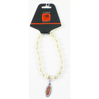 Jijaka Aboriginal design Beaded Bracelet with Charm - Pearl