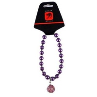 Jijaka Aboriginal design Beaded Bracelet with Charm - Purple