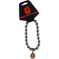Jijaka Aboriginal design Beaded Bracelet with Charm - Charcoal Campsite
