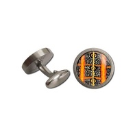 Allegria Stainless Steel Giftboxed Aboriginal Art Cufflinks - Caterpillar