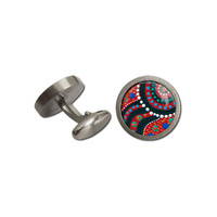 Allegria Stainless Steel Giftboxed Aboriginal Art Cufflinks - Swimming After Rain