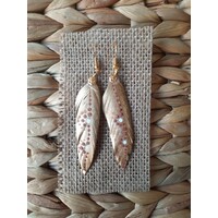Aboriginal Art Handpainted Feather Earrings - Gold Feather (1)