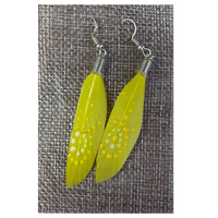 Aboriginal Art Handpainted Feather Earrings - Yellow (2)