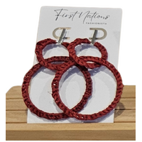 First Nations Fashionista - Handmade Aboriginal Art Woven 2PCE Drop Earrings (Red)