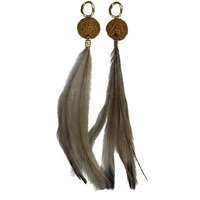 First Nations Fashionista - Handmade Aboriginal Art Emu Feather Earrings - Quandong Seed