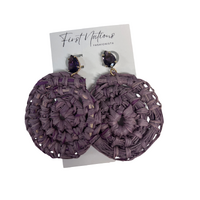 First Nations Fashionista - Handmade Aboriginal Art Woven Earrings with stud back (Purple with Stone Detail)