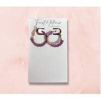 First Nations Fashionista - Handmade Small 2cm Woven Hoop Earrings (Purple)