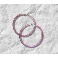 First Nations Fashionista - Handmade XLarge 7cm Woven Hoop Earrings (Pink)