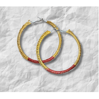 First Nations Fashionista - Handmade XLarge 7cm Woven Hoop Earrings (Yellow/Red)