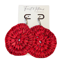 First Nations Fashionista - Handmade Aboriginal Art Woven Drop Earrings (Red with Silver Hook