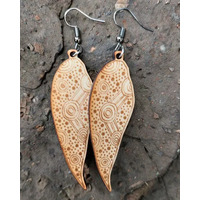 Hogarth Arts Aboriginal design Ply Burnt Earrings - Leaf