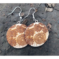 Hogarth Arts Aboriginal design Ply Burnt Earrings - 4cm Round