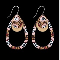 Moe Moe Design Silver Alloy Layered Outline Tear Drop Earrings - Country
