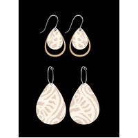 Moe Moe Design Silver Alloy Duo Teardrop ECRU Earrings - Two Dogs Dreaming