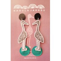 Nagula Jarndu Acrylic Earrings - Goorrarndal (Brolga)