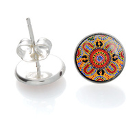 People Telling Stories - Handmade Aboriginal Art Sterling Silver Earrings [Stud]