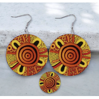 Windyigarn Aboriginal Arts Handmade Acrylic Earrings - Family Gathering (6.5cms)