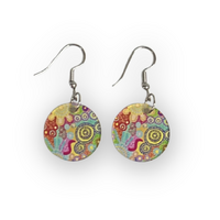 Windyigarn Aboriginal Arts Handmade Acrylic Earrings - Family Gathering (2cms)