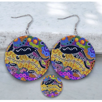 Windyigarn Aboriginal Arts Handmade Acrylic Earrings - Waru (2cms)