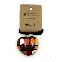 Better World Aboriginal Art Lacquered Heart Pendant - Puli Stones