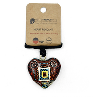 Mina Mina Jukurrpa - Better World Aboriginal Art Lacquered Heart Pendant