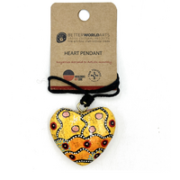 Marsupial Mouse Dreaming - Better World Aboriginal Art Lacquered Heart Pendant
