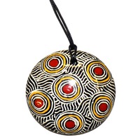 Iwantja Aboriginal Art Lacquered Wooden Pendant - Tjukula (Red)