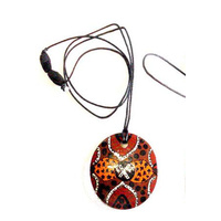 Keringke Aboriginal Art Pendant - Bush Tucker Red